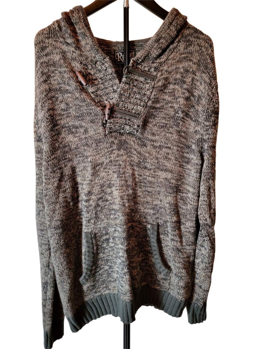 Retrofit Men’s Gray Marled V‑Neck Toggle Sweater - Size XL